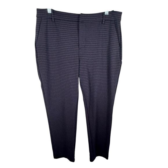 Liverpool NWT Black Burgundy Checkered High Rise Straight Leg Trousers 12 Tall - Picture 1 of 9